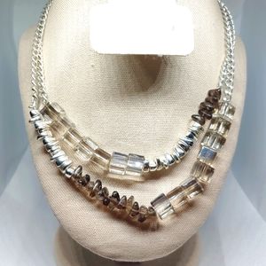 Kenneth Cole Smokey gem/silver detail necklace